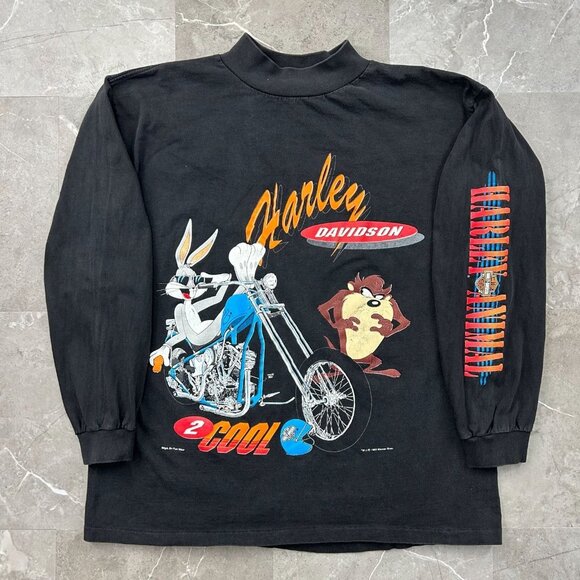 Harley-Davidson Other - 90s Vintage Harley Davidson Graphic Tee Mens XL Long Sleeve Looney Tunes USA